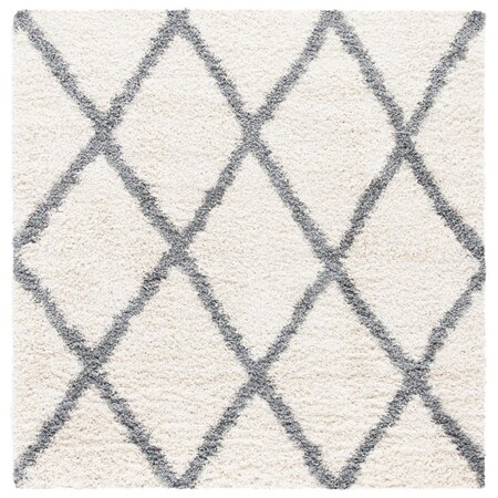 Safavieh Venus Shag Power Loomed Square Shag Rug; Ivory & Grey - 6 ft. -7 in. x 6 ft. -7 in. VNS681A-7SQ